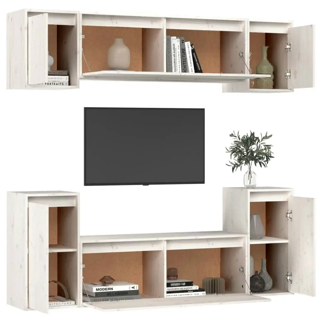 TV Cabinets 6 pcs White Solid Wood Pine 3100190