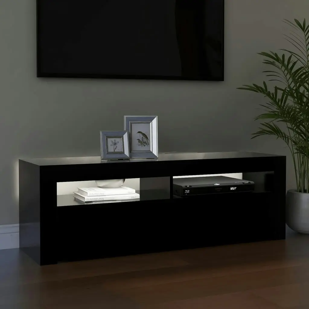 TV Cabinet with LED Lights Black 120x35x40 cm 804311