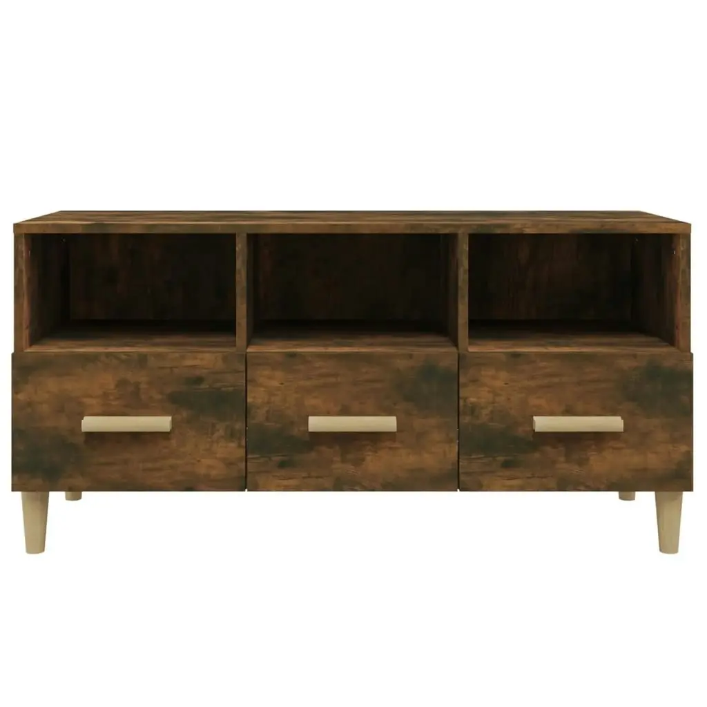 TV Cabinet Smoked Oak 102x36x50 cm Engineered Wood 817495