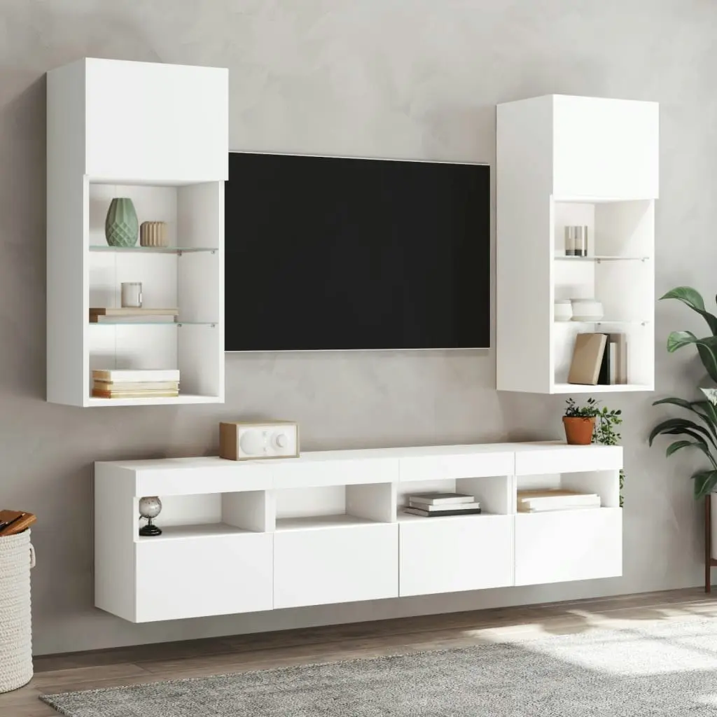 TV Wall Cabinets with LED Lights 2 pcs White 40x30x40 cm 837170