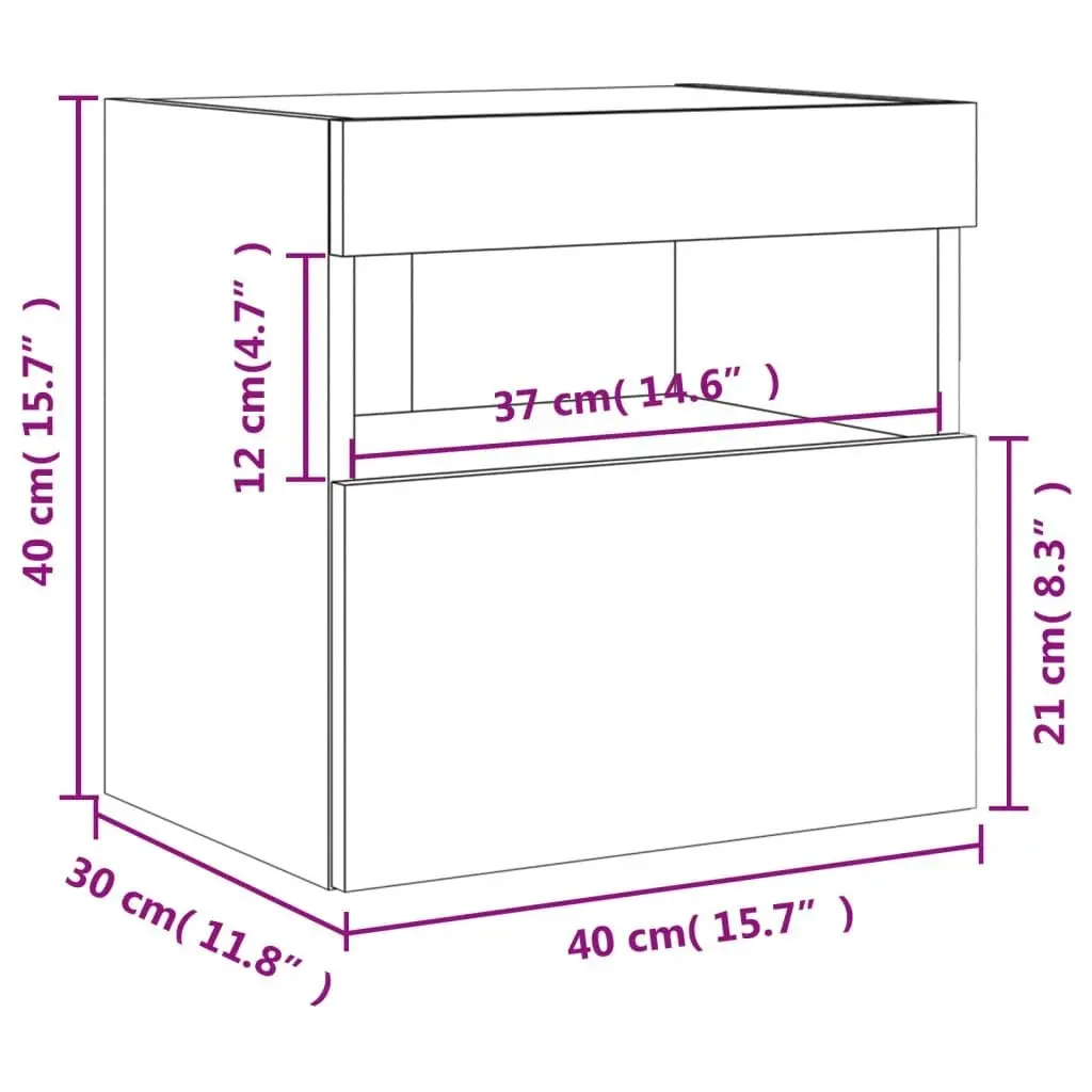 TV Wall Cabinets with LED Lights 2 pcs White 40x30x40 cm 837170