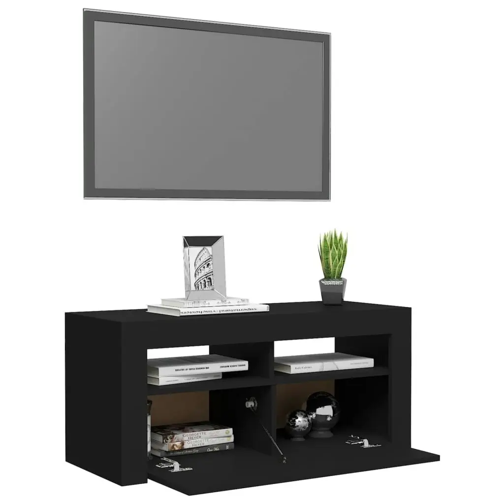 TV Cabinet with LED Lights Black 90x35x40 cm 804320