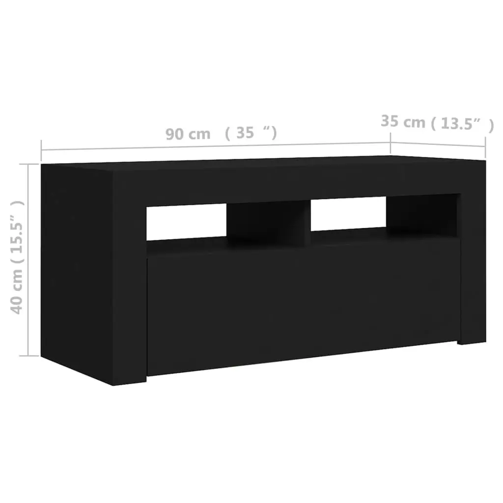 TV Cabinet with LED Lights Black 90x35x40 cm 804320