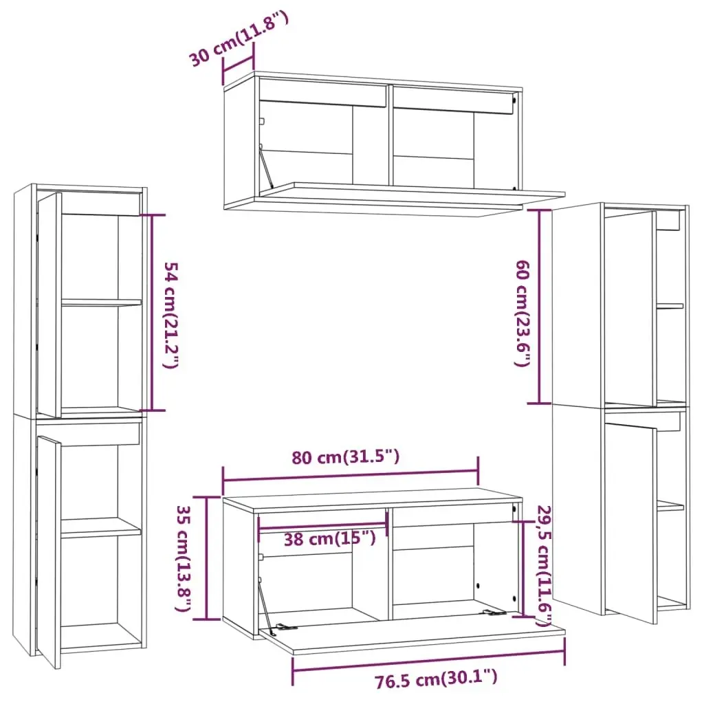 TV Cabinets 6 pcs Solid Wood Pine 3100264