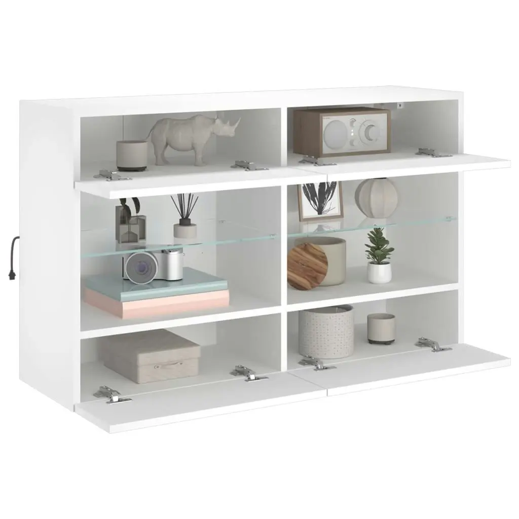 TV Wall Cabinet with LED Lights White 98.5x30x60.5 cm 837106