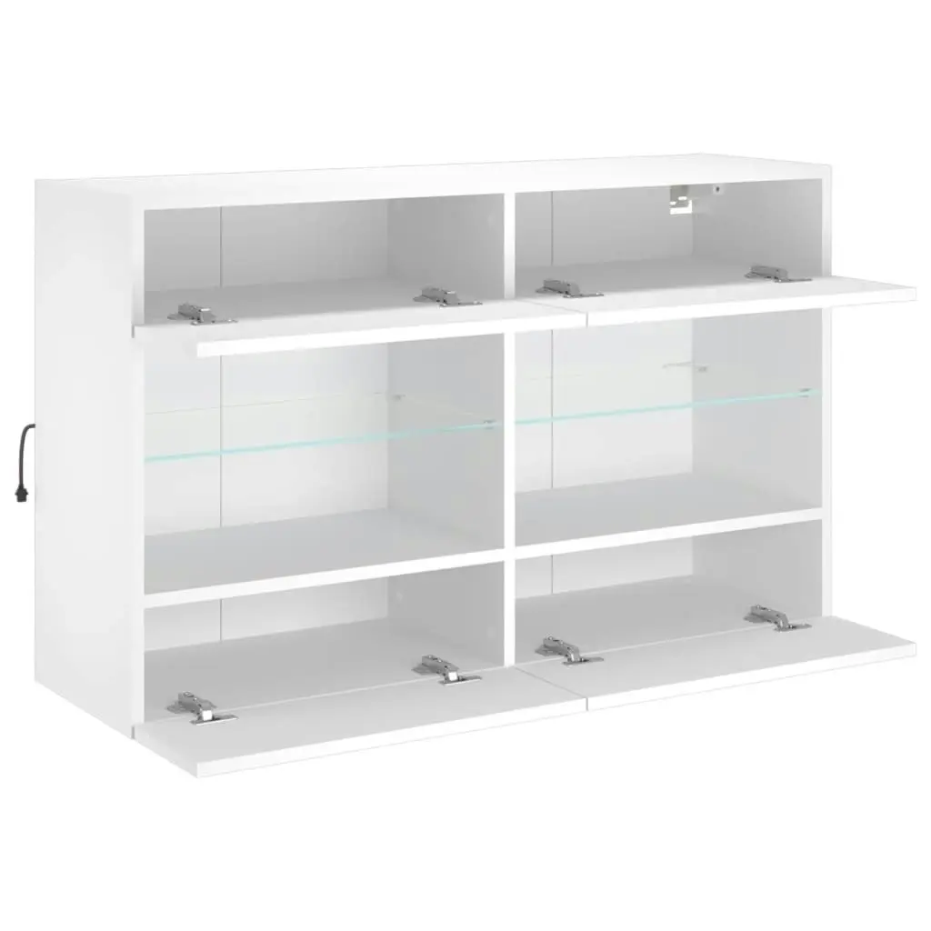 TV Wall Cabinet with LED Lights White 98.5x30x60.5 cm 837106