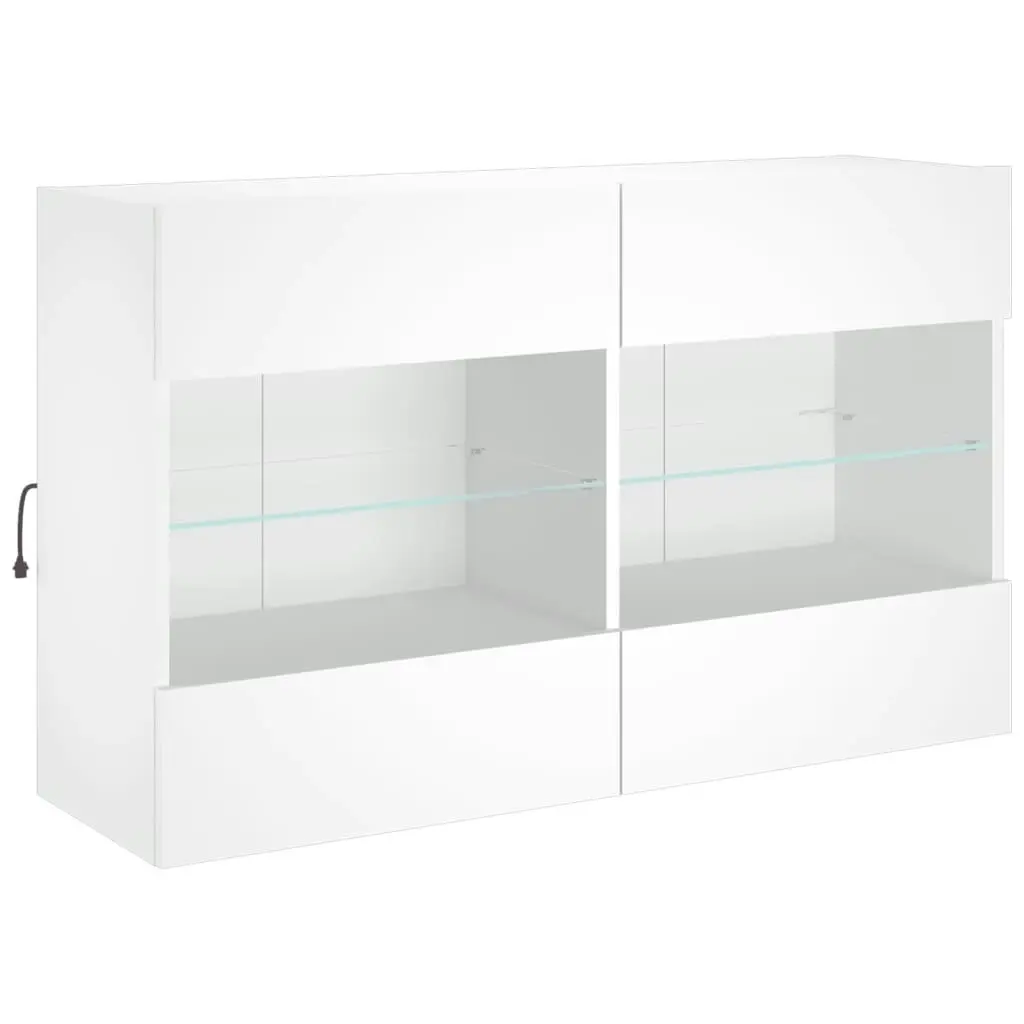 TV Wall Cabinet with LED Lights White 98.5x30x60.5 cm 837106