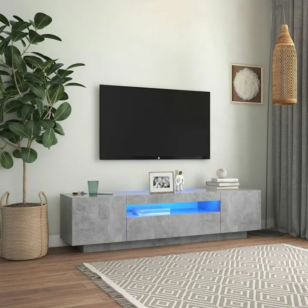 TV Cabinet with LED Lights Concrete Grey 160x35x40 cm 804431