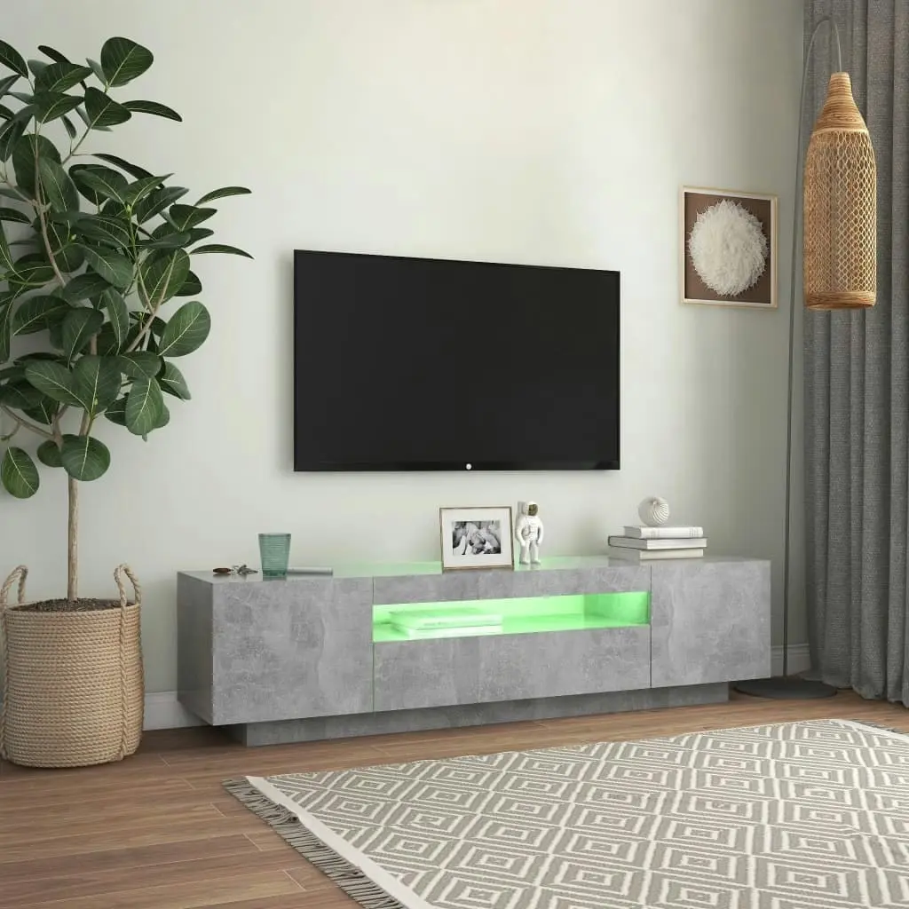 TV Cabinet with LED Lights Concrete Grey 160x35x40 cm 804431