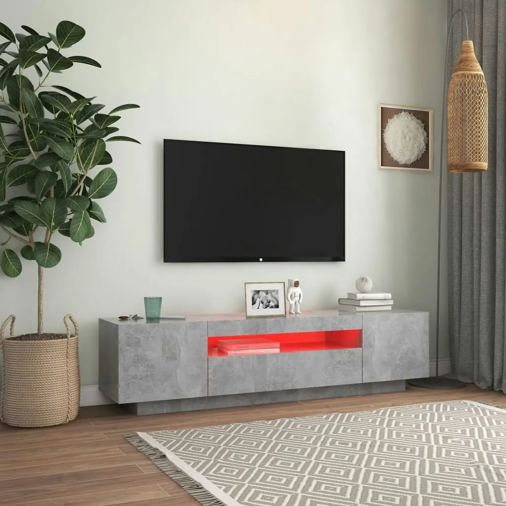 TV Cabinet with LED Lights Concrete Grey 160x35x40 cm 804431