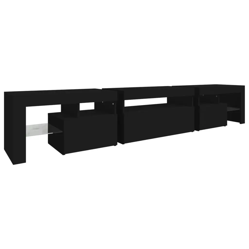 TV Cabinet with LED Lights Black 215x36.5x40 cm 3152795