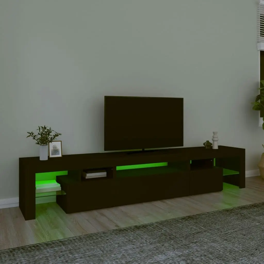 TV Cabinet with LED Lights Black 215x36.5x40 cm 3152795