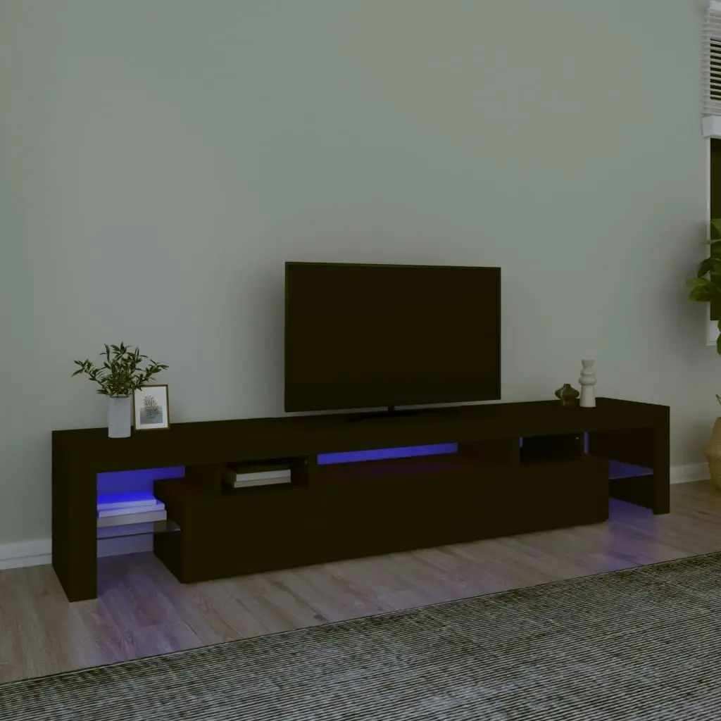 TV Cabinet with LED Lights Black 215x36.5x40 cm 3152795