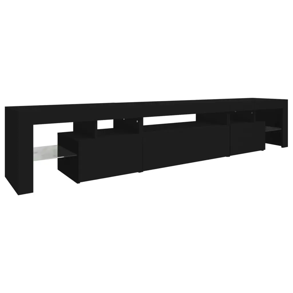 TV Cabinet with LED Lights Black 215x36.5x40 cm 3152795