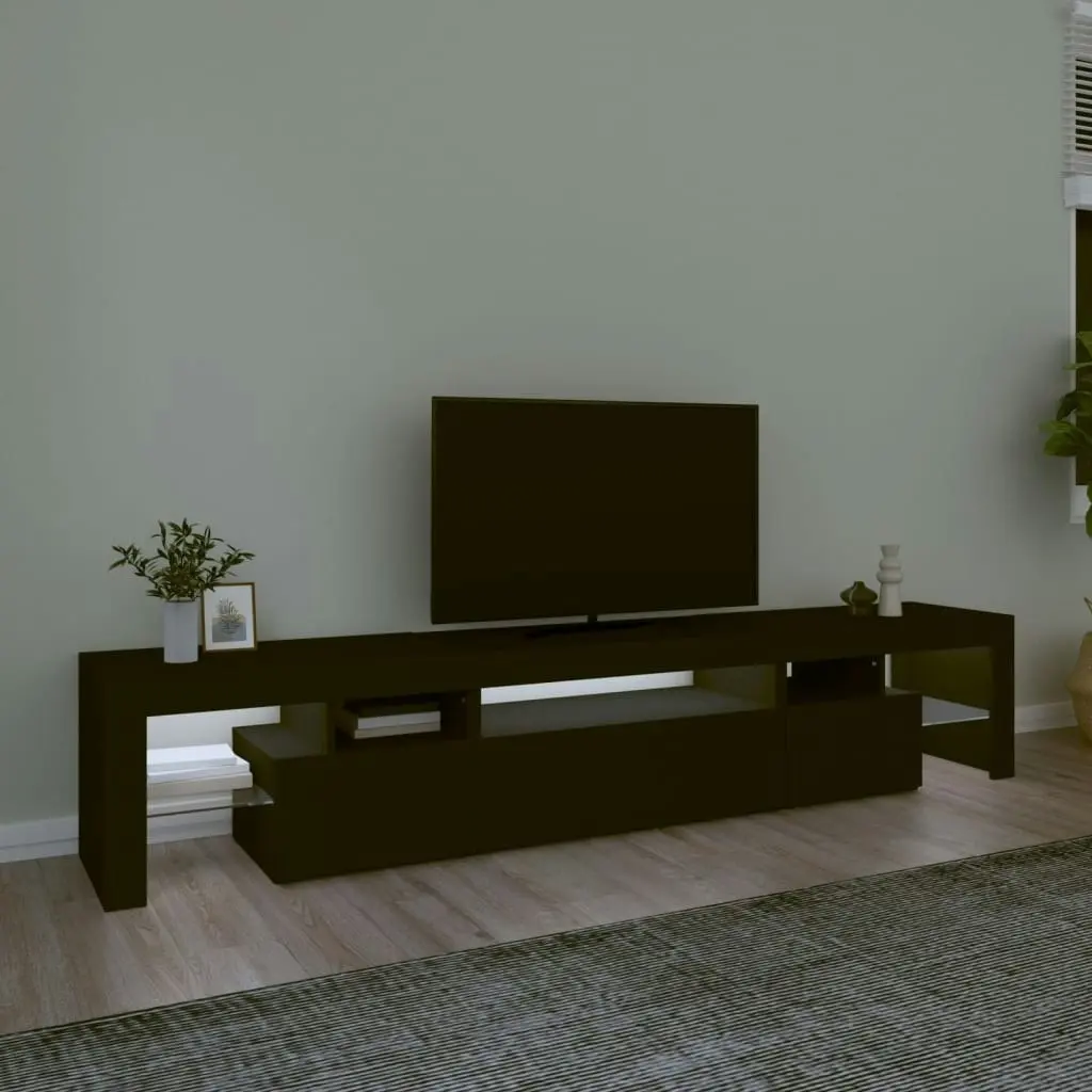 TV Cabinet with LED Lights Black 215x36.5x40 cm 3152795