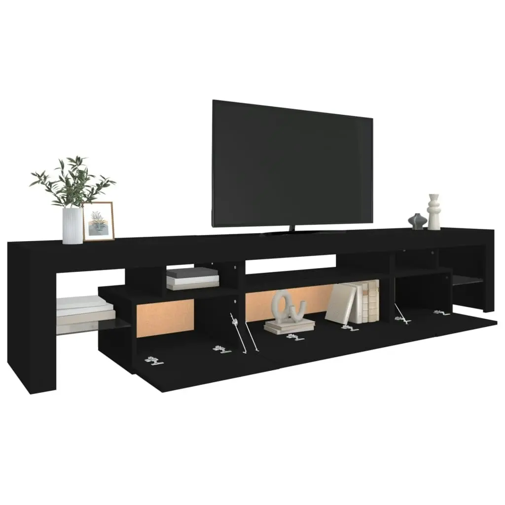 TV Cabinet with LED Lights Black 215x36.5x40 cm 3152795