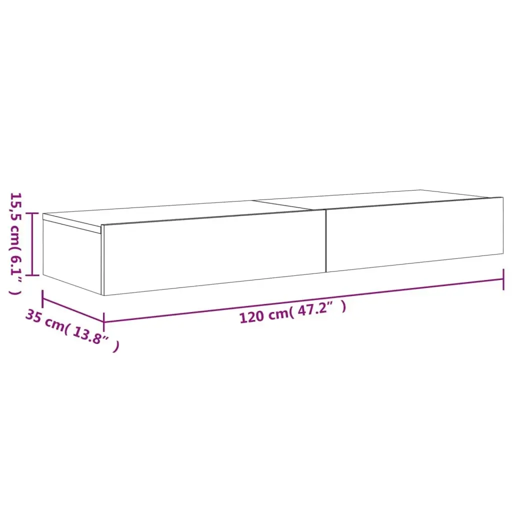 TV Cabinets with LED Lights 2 pcs Sonoma Oak 60x35x15.5 cm 842891