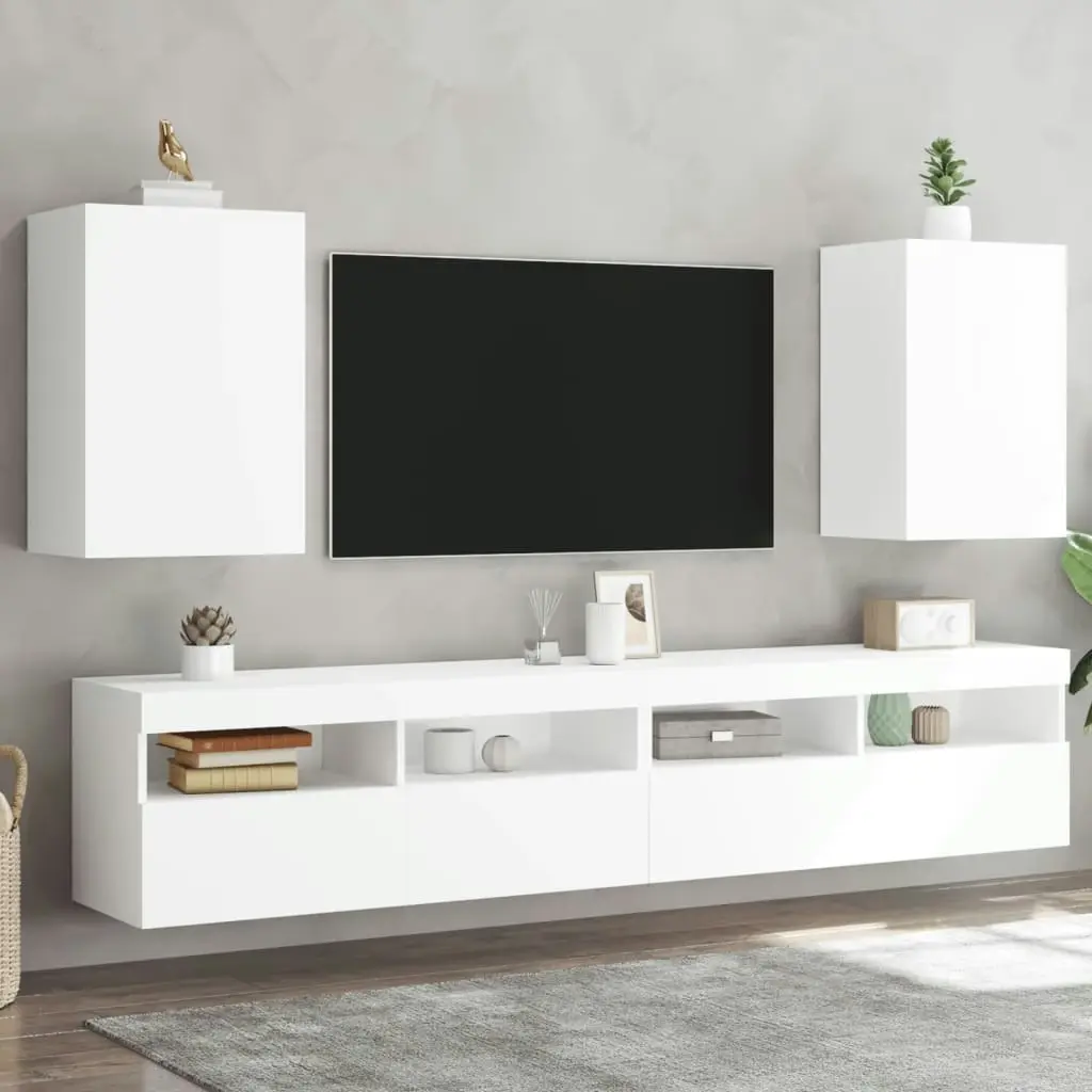 TV Wall Cabinets 2 pcs White 40.5x30x60 cm Engineered Wood 836911