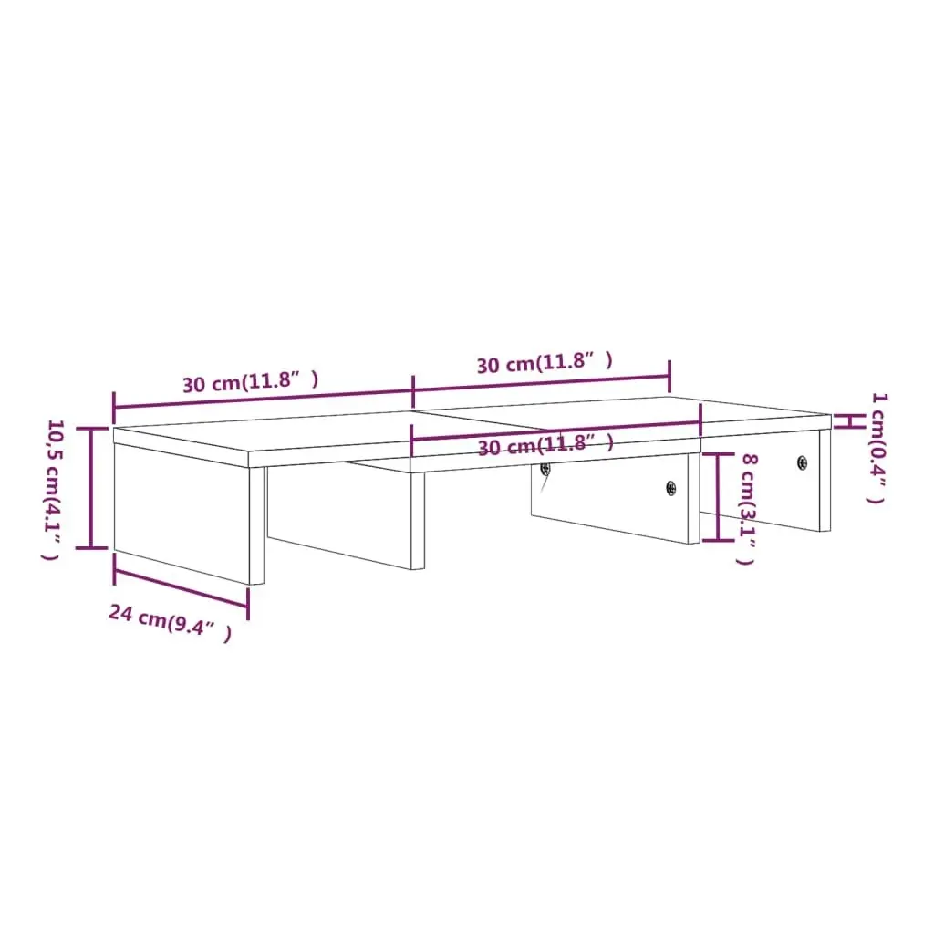 Monitor Stand 60x24x10.5 cm Solid Wood Pine 813934