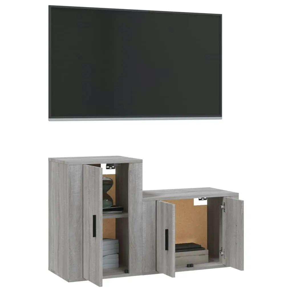 2 Piece TV Cabinet Set Grey Sonoma Engineered Wood 3188396