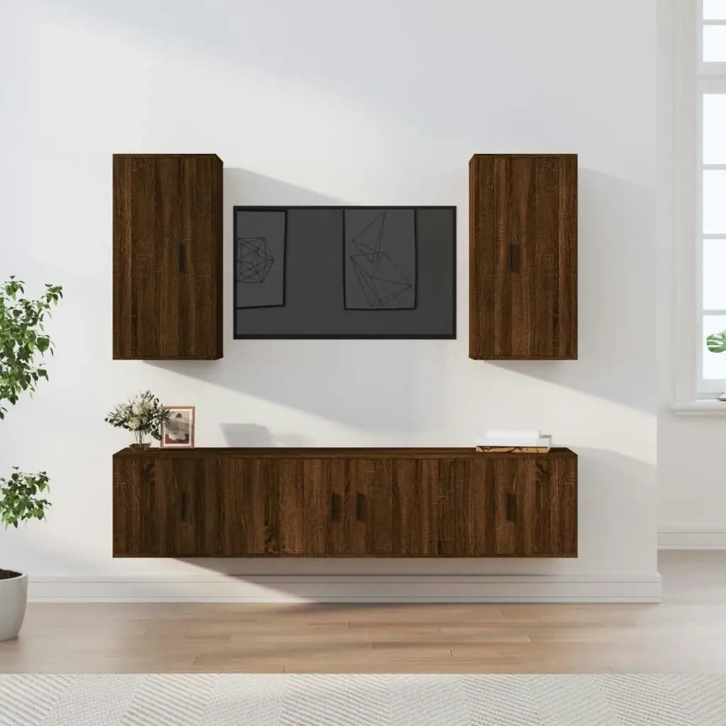 5 Piece TV Cabinet Set Brown Oak Engineered Wood 3188685