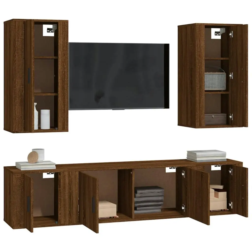 5 Piece TV Cabinet Set Brown Oak Engineered Wood 3188685