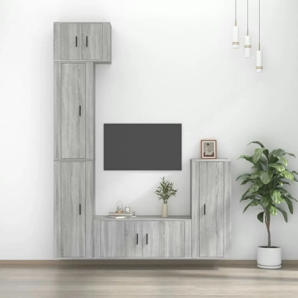 5 Piece TV Cabinet Set Grey Sonoma Engineered Wood 3188804