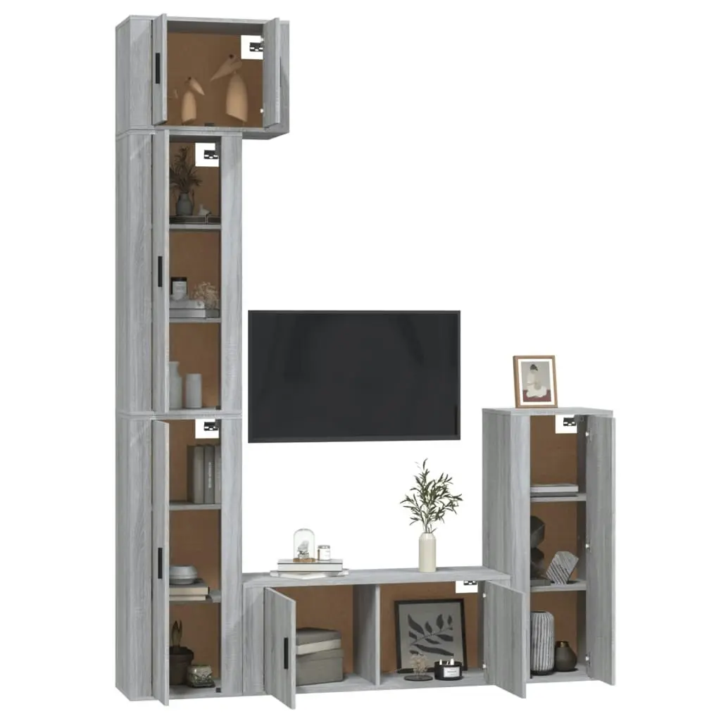 5 Piece TV Cabinet Set Grey Sonoma Engineered Wood 3188804