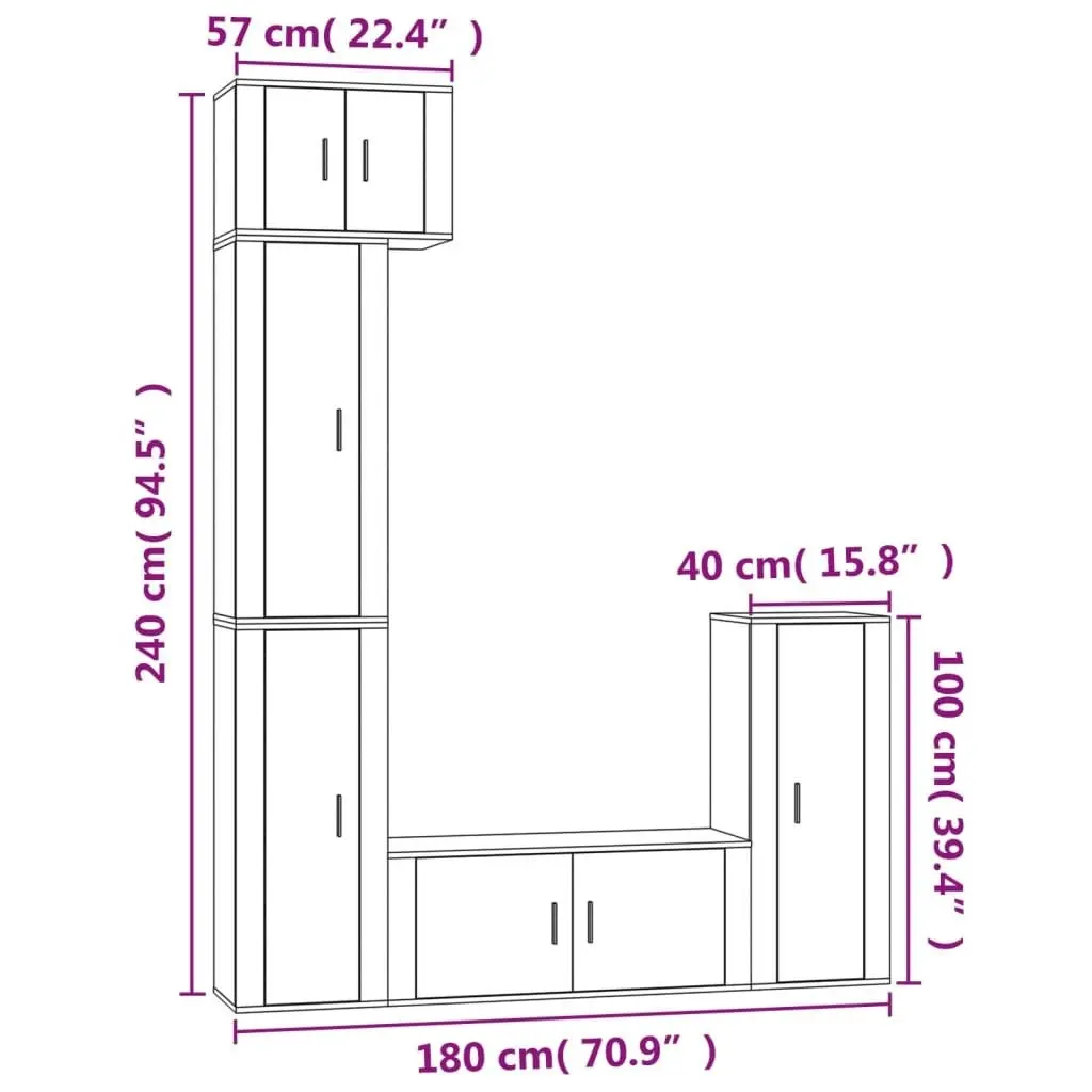 5 Piece TV Cabinet Set Grey Sonoma Engineered Wood 3188804