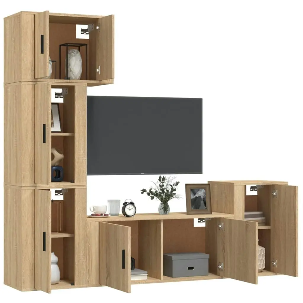 5 Piece TV Cabinet Set Sonoma Oak Engineered Wood 3188633