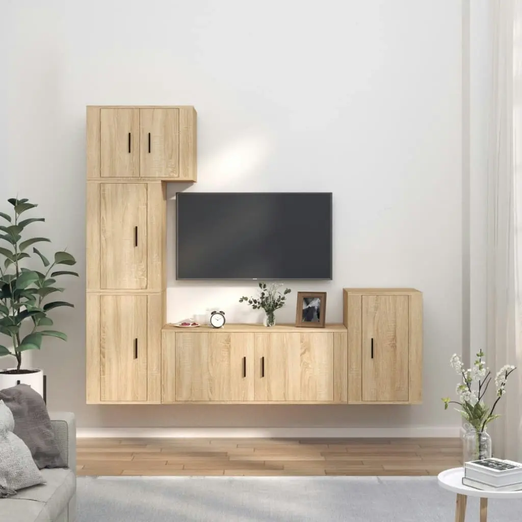 5 Piece TV Cabinet Set Sonoma Oak Engineered Wood 3188633