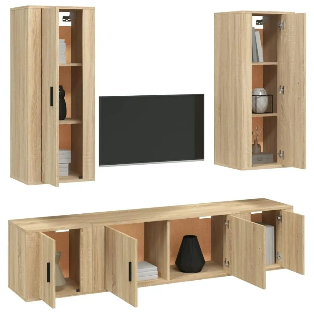 5 Piece TV Cabinet Set Sonoma Oak Engineered Wood 3188833