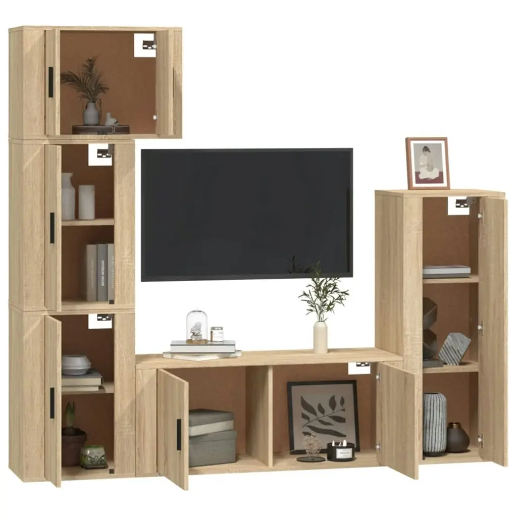 5 Piece TV Cabinet Set Sonoma Oak Engineered Wood 3188809