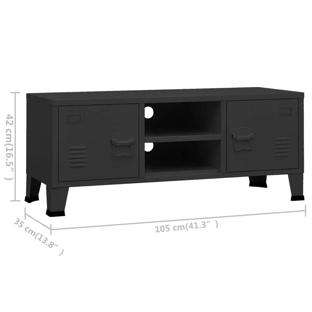 Industrial TV Cabinet Black 105x35x42 cm Metal 339618