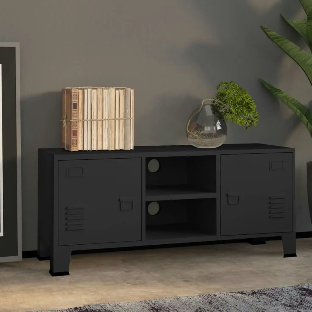 Industrial TV Cabinet Black 105x35x42 cm Metal 339618