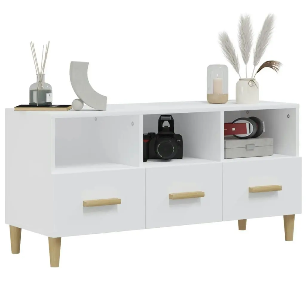 TV Cabinet High Gloss White 102x36x50 cm Engineered Wood 812606