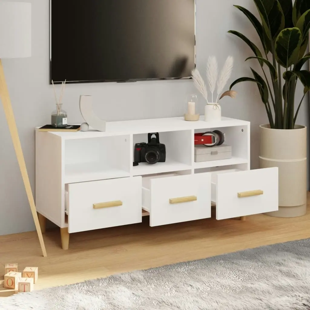 TV Cabinet High Gloss White 102x36x50 cm Engineered Wood 812606