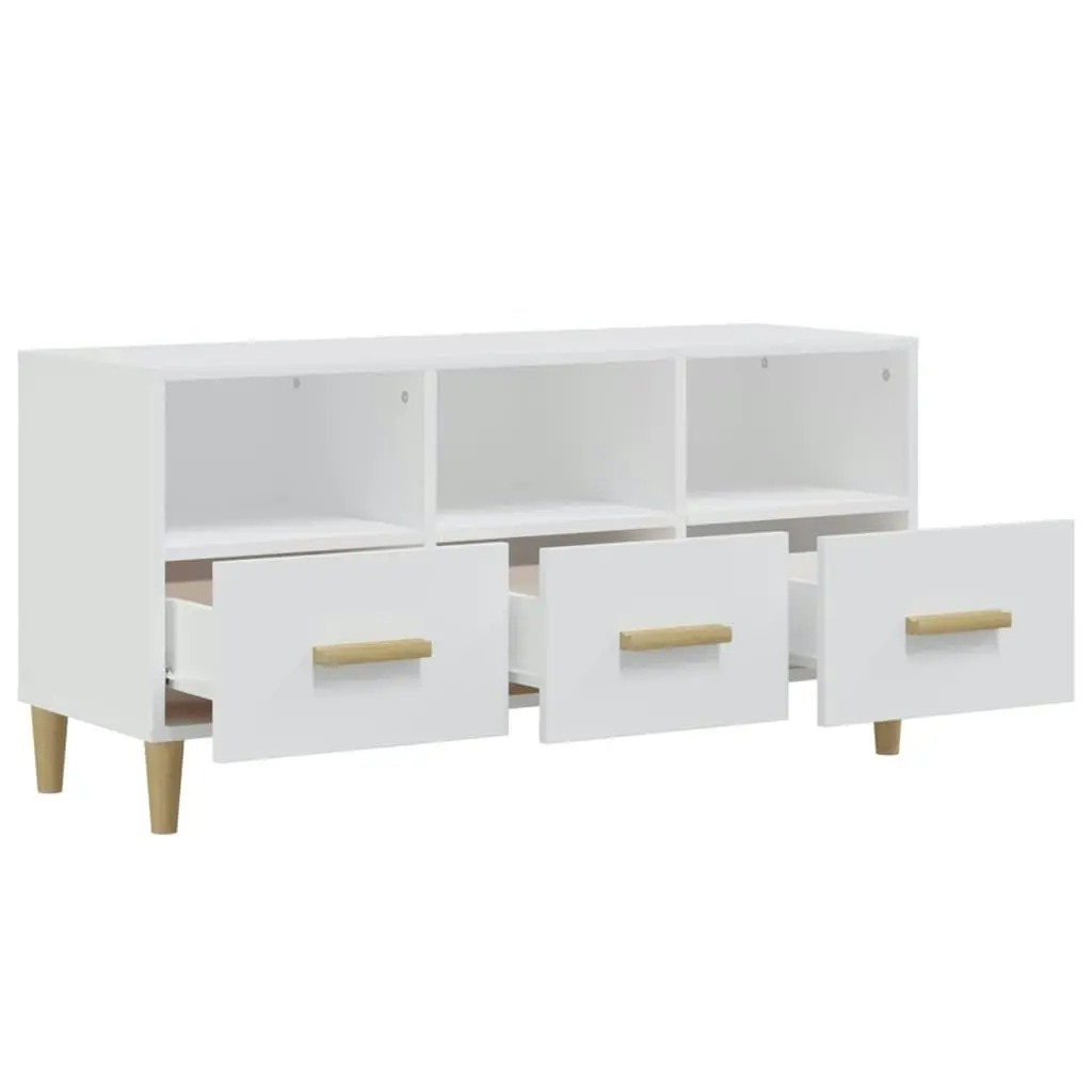 TV Cabinet High Gloss White 102x36x50 cm Engineered Wood 812606