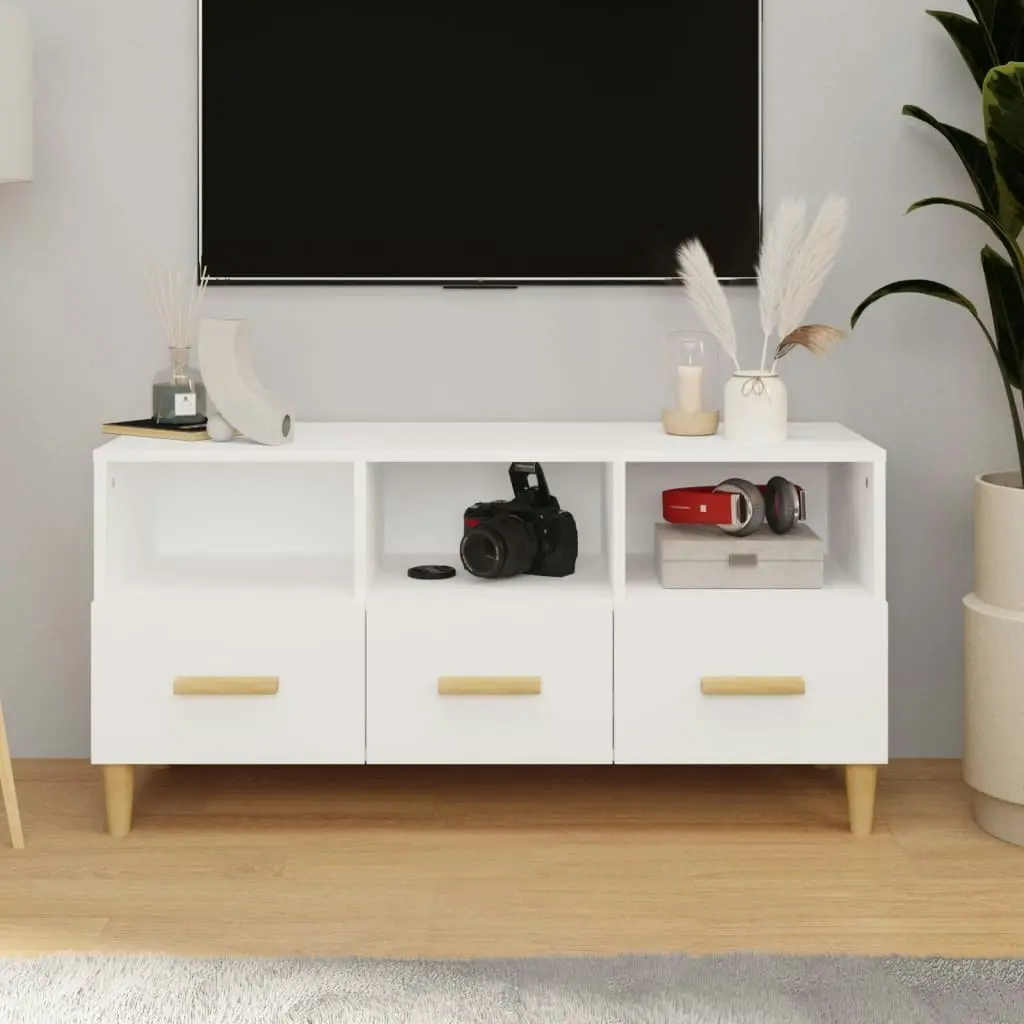 TV Cabinet High Gloss White 102x36x50 cm Engineered Wood 812606