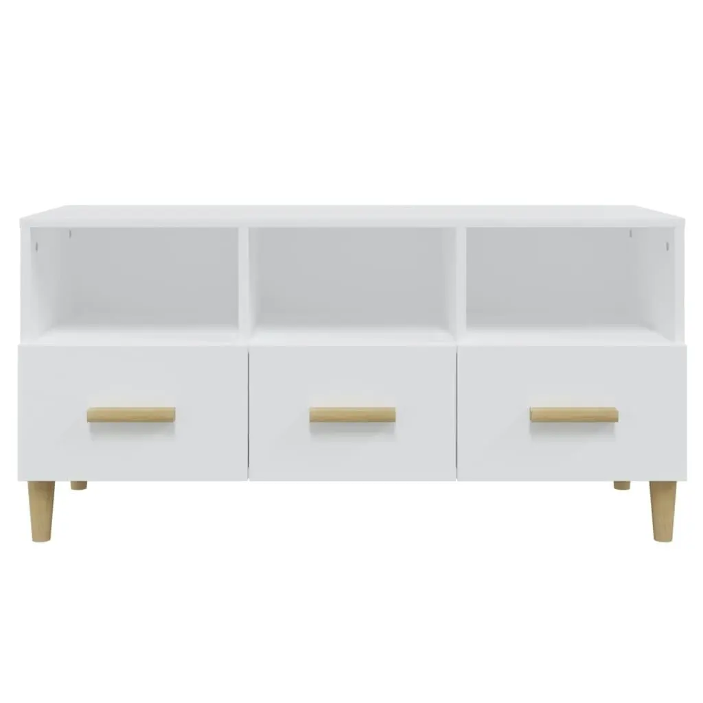 TV Cabinet High Gloss White 102x36x50 cm Engineered Wood 812606