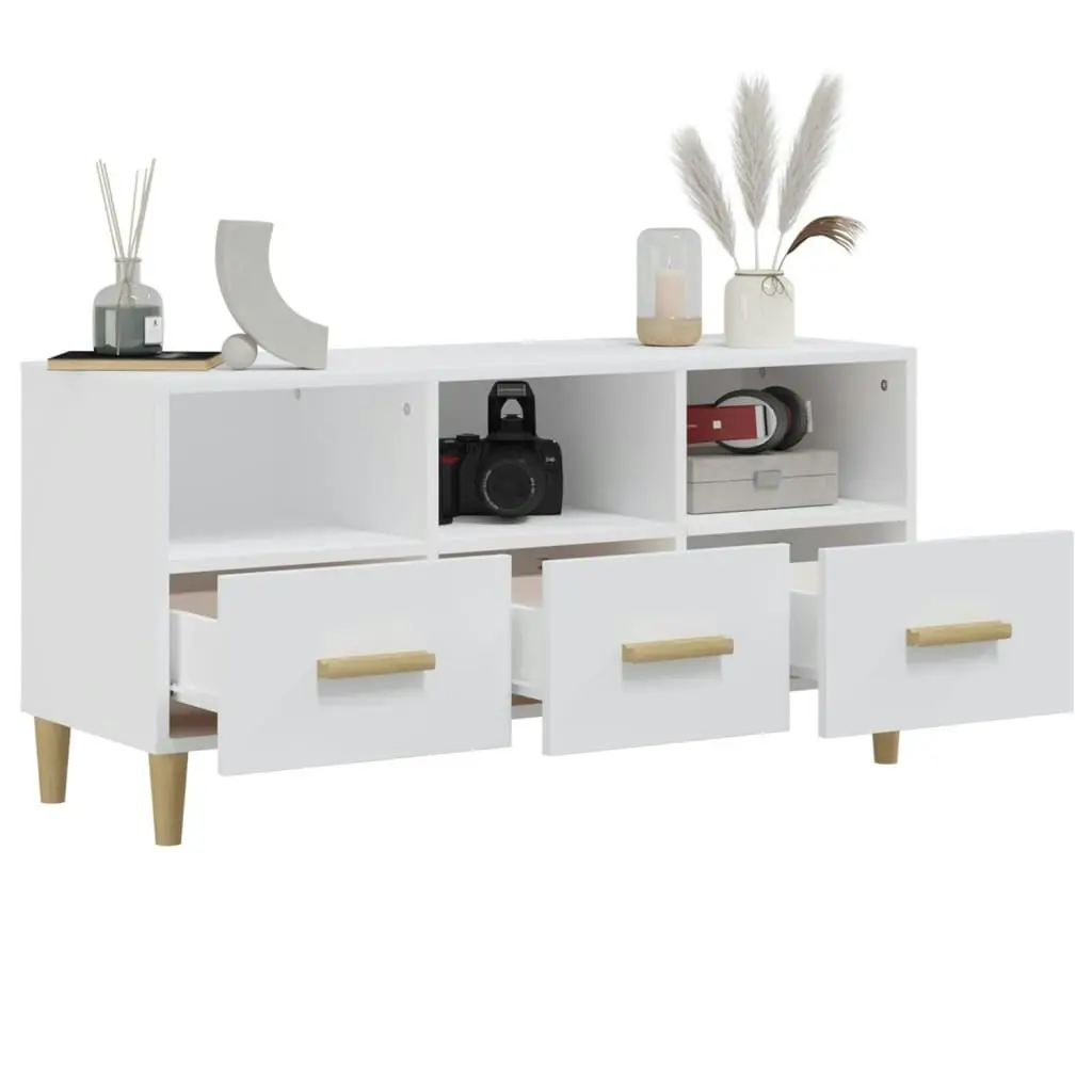 TV Cabinet High Gloss White 102x36x50 cm Engineered Wood 812606