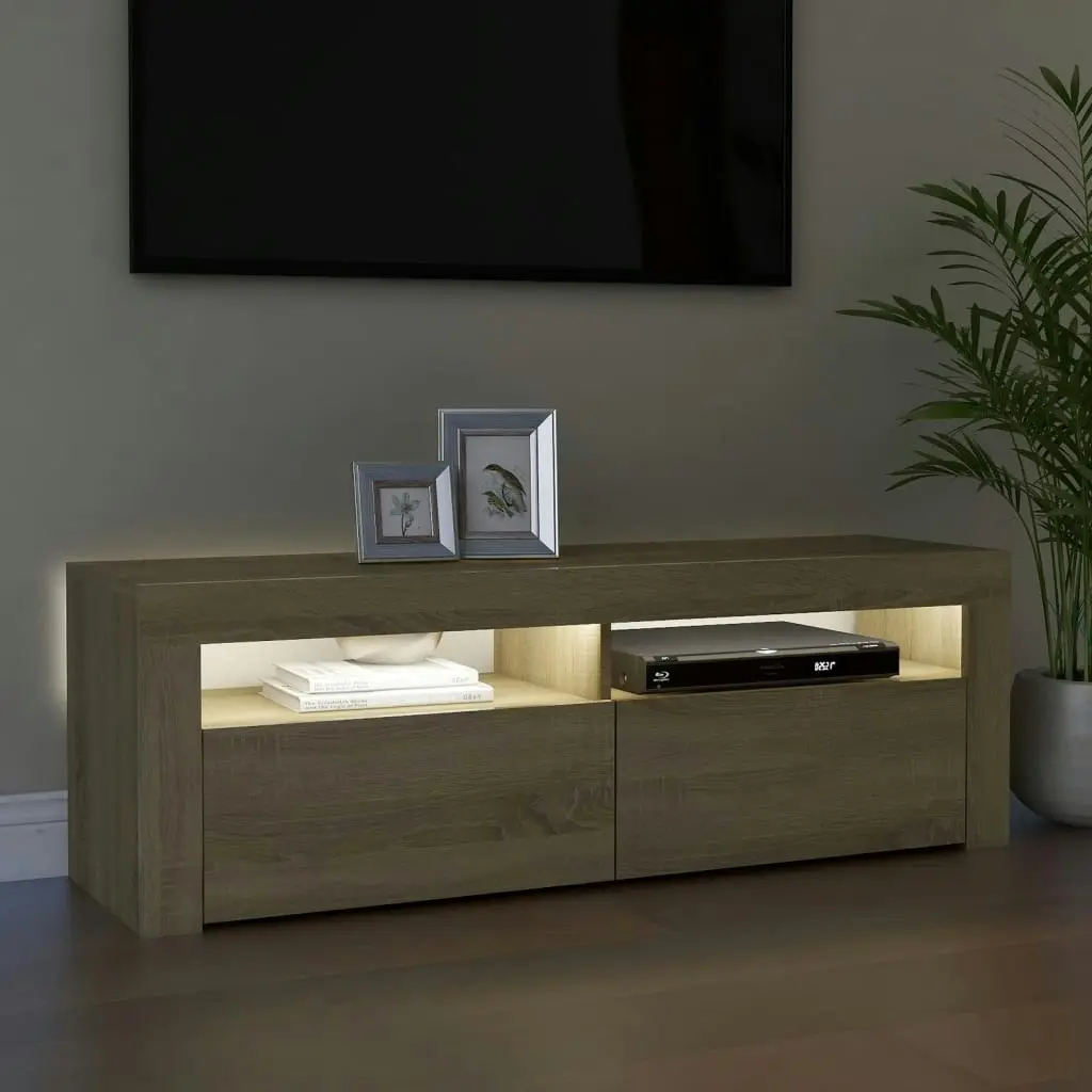 TV Cabinet with LED Lights Sonoma Oak 120x35x40 cm 804313