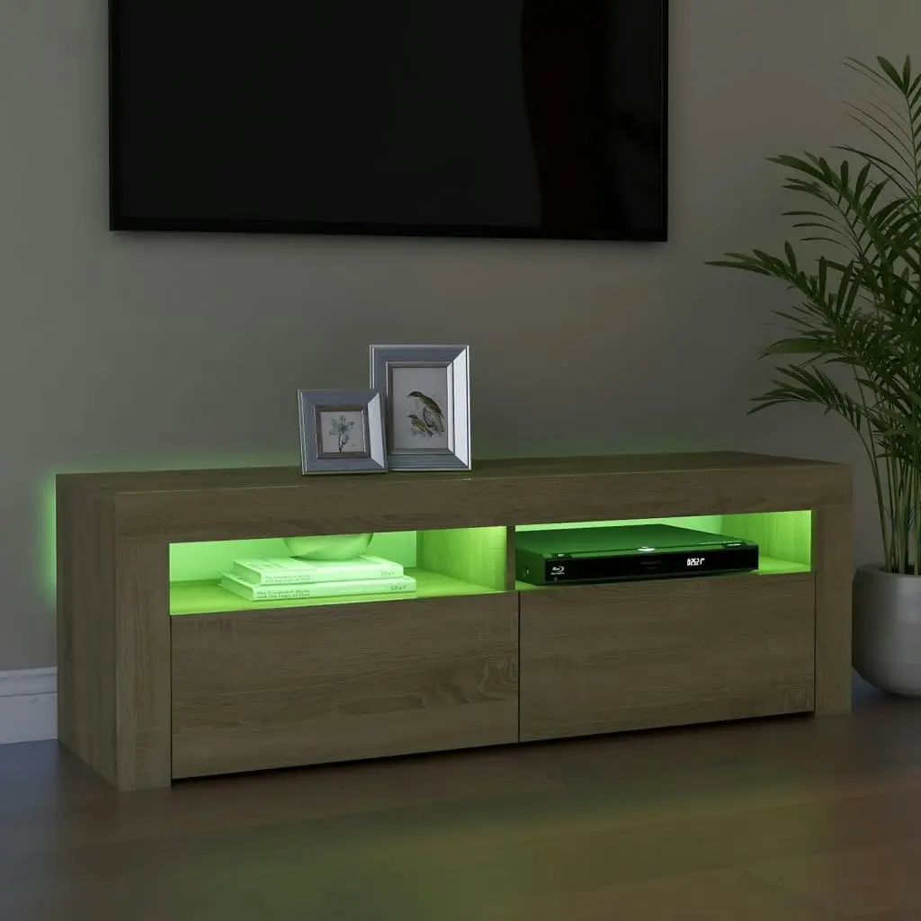 TV Cabinet with LED Lights Sonoma Oak 120x35x40 cm 804313