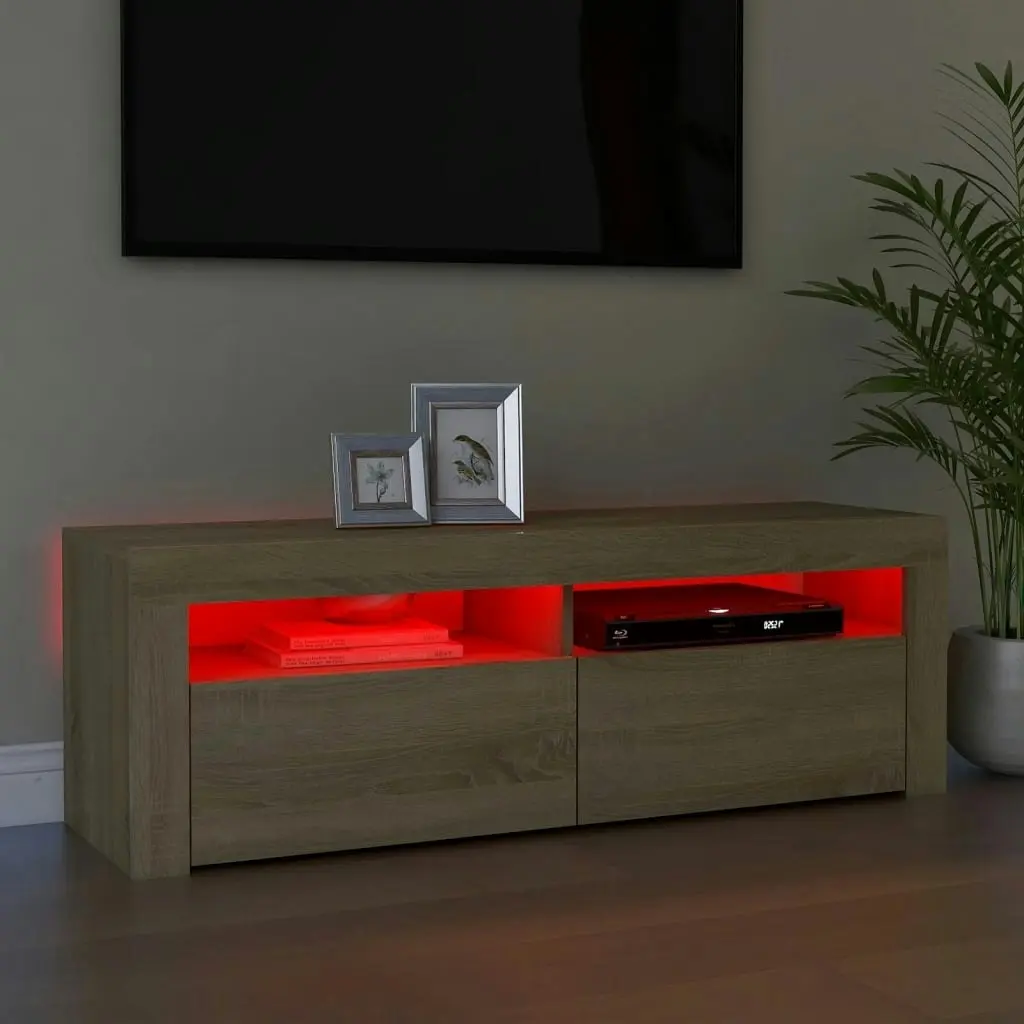 TV Cabinet with LED Lights Sonoma Oak 120x35x40 cm 804313