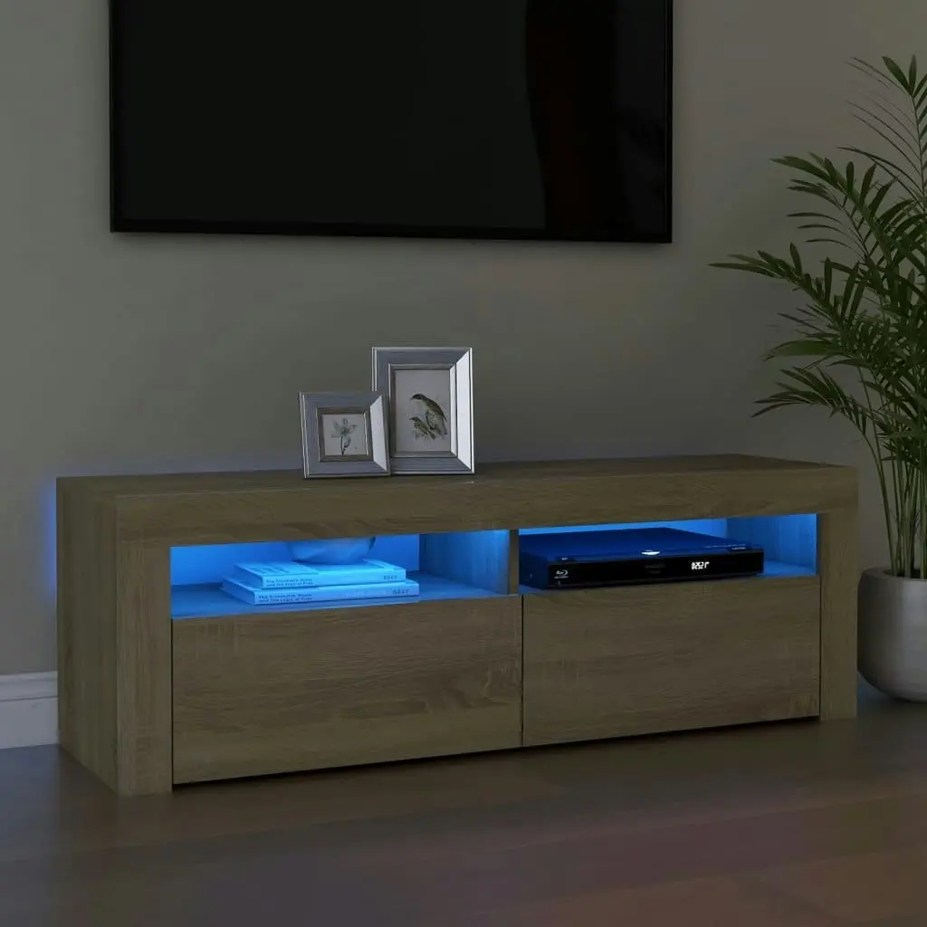 TV Cabinet with LED Lights Sonoma Oak 120x35x40 cm 804313