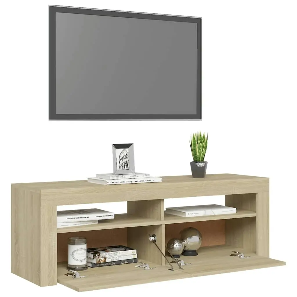 TV Cabinet with LED Lights Sonoma Oak 120x35x40 cm 804313