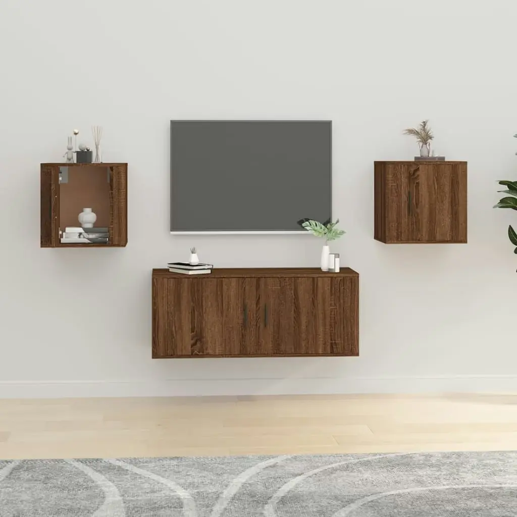 Wall Mounted TV Cabinets 2 pcs Brown Oak 40x34.5x40 cm 816655