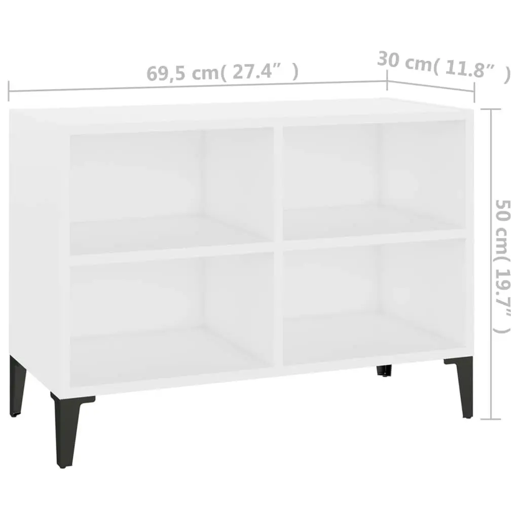 TV Cabinet with Metal Legs White 69.5x30x50 cm 805932