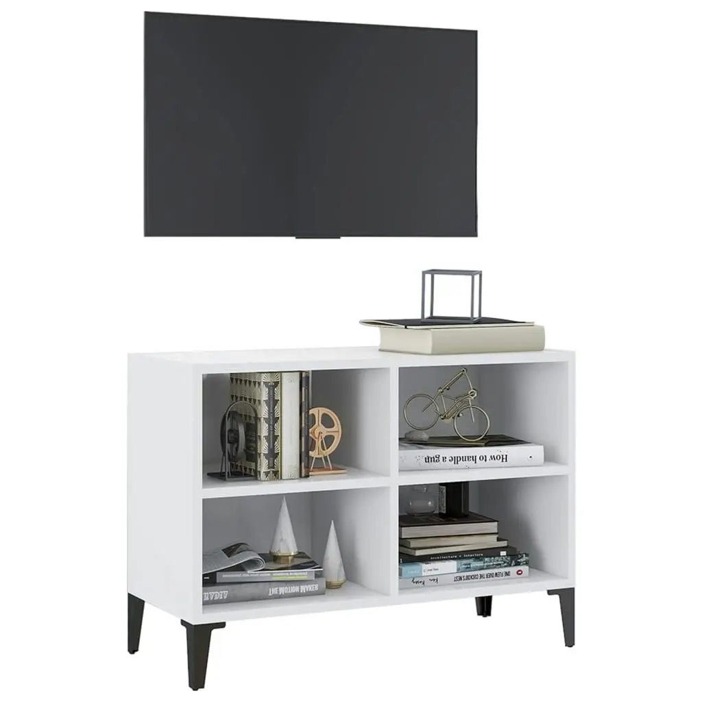 TV Cabinet with Metal Legs White 69.5x30x50 cm 805932