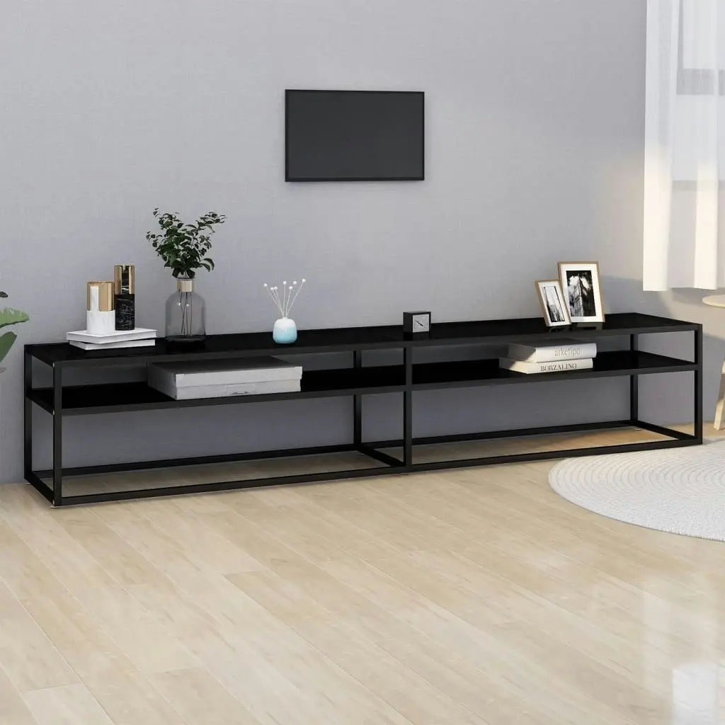 TV Cabinet Black 220x40x40.5 cm Tempered Glass 331731